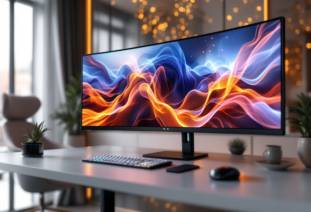 Monitor ultrawide elegante con design moderno