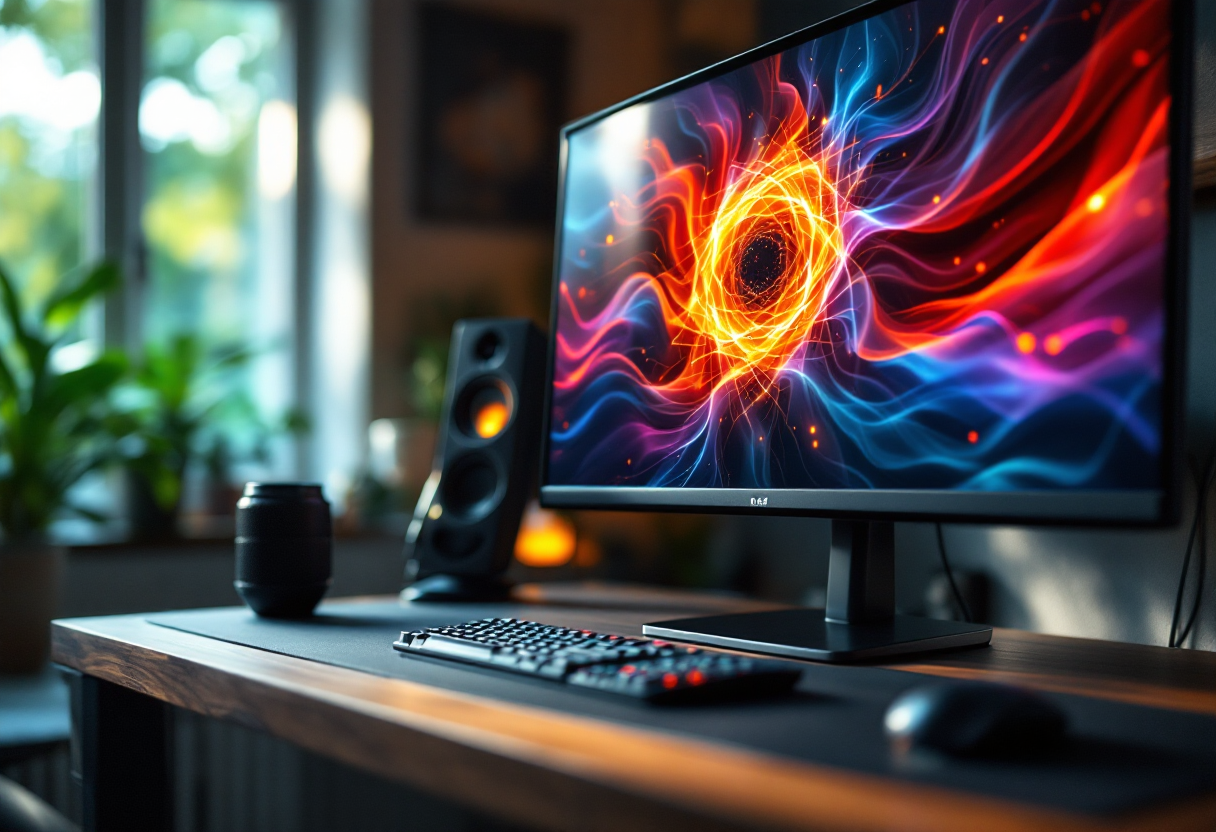 Gaming monitor showcasing vibrant OLED technology