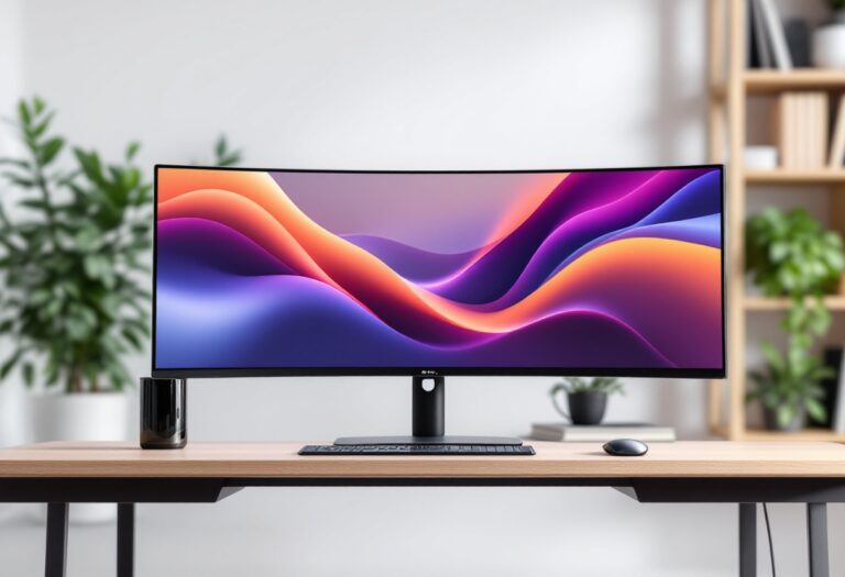 Immagine di un monitor ultrawide con immagini vivide